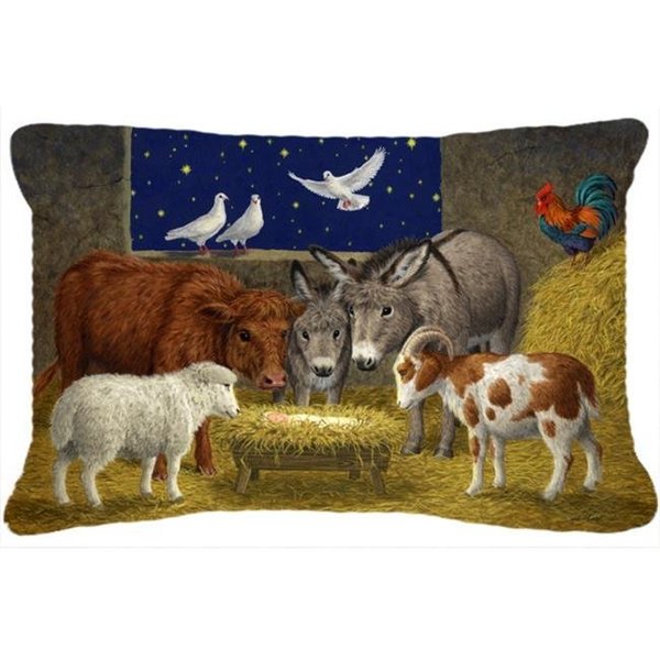 Carolines Treasures Carolines Treasures ASA2205PW1216 Animals at Crib Nativity Christmas Scene Fabric Decorative Pillow ASA2205PW1216